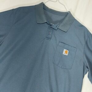 Carhartt Mens Short Sleeve Pocket Polo Shirt Blue Workwear Size XL